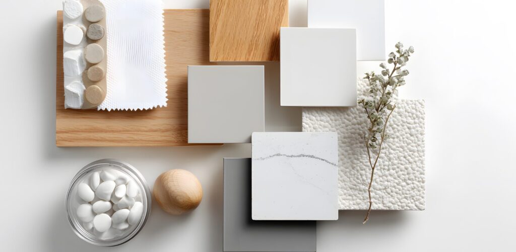 Wohnung einrichten – Moodboard mit Materialien, Farben und Texturen für dein Stilkonzept